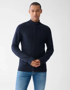 Shoeby Structuur Zip Vest Donkerblauw<Heren Truien En Sweaters