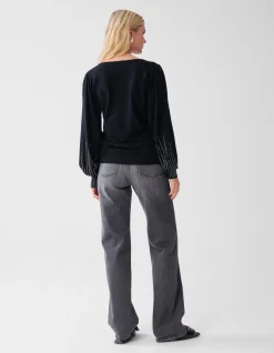 Shoeby Studded Gebreide V-hals Trui Zwart<DAMES Truien En Sweaters