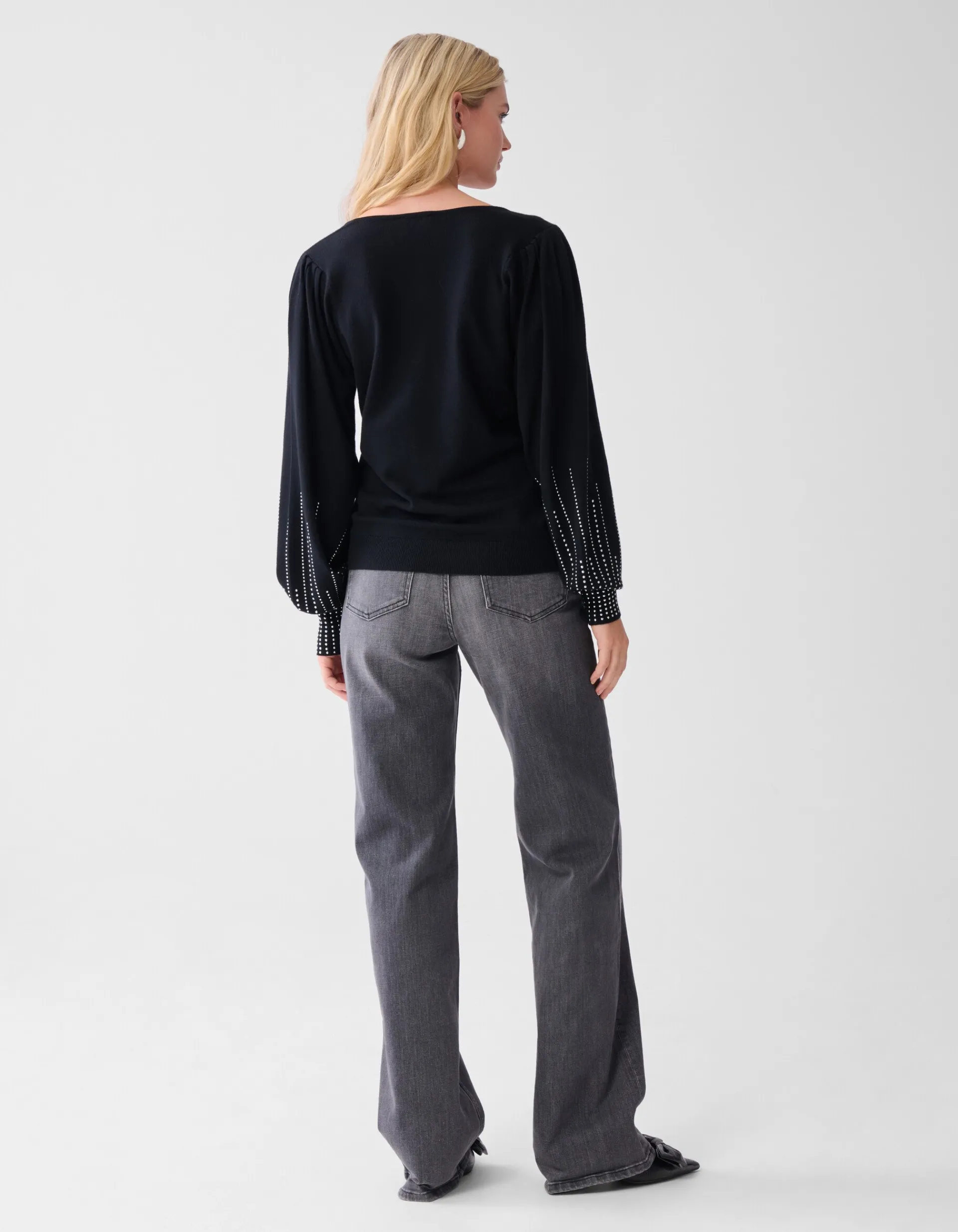 Shoeby Studded Gebreide V-hals Trui Zwart<DAMES Truien En Sweaters