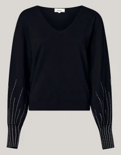 Shoeby Studded Gebreide V-hals Trui Zwart<DAMES Truien En Sweaters