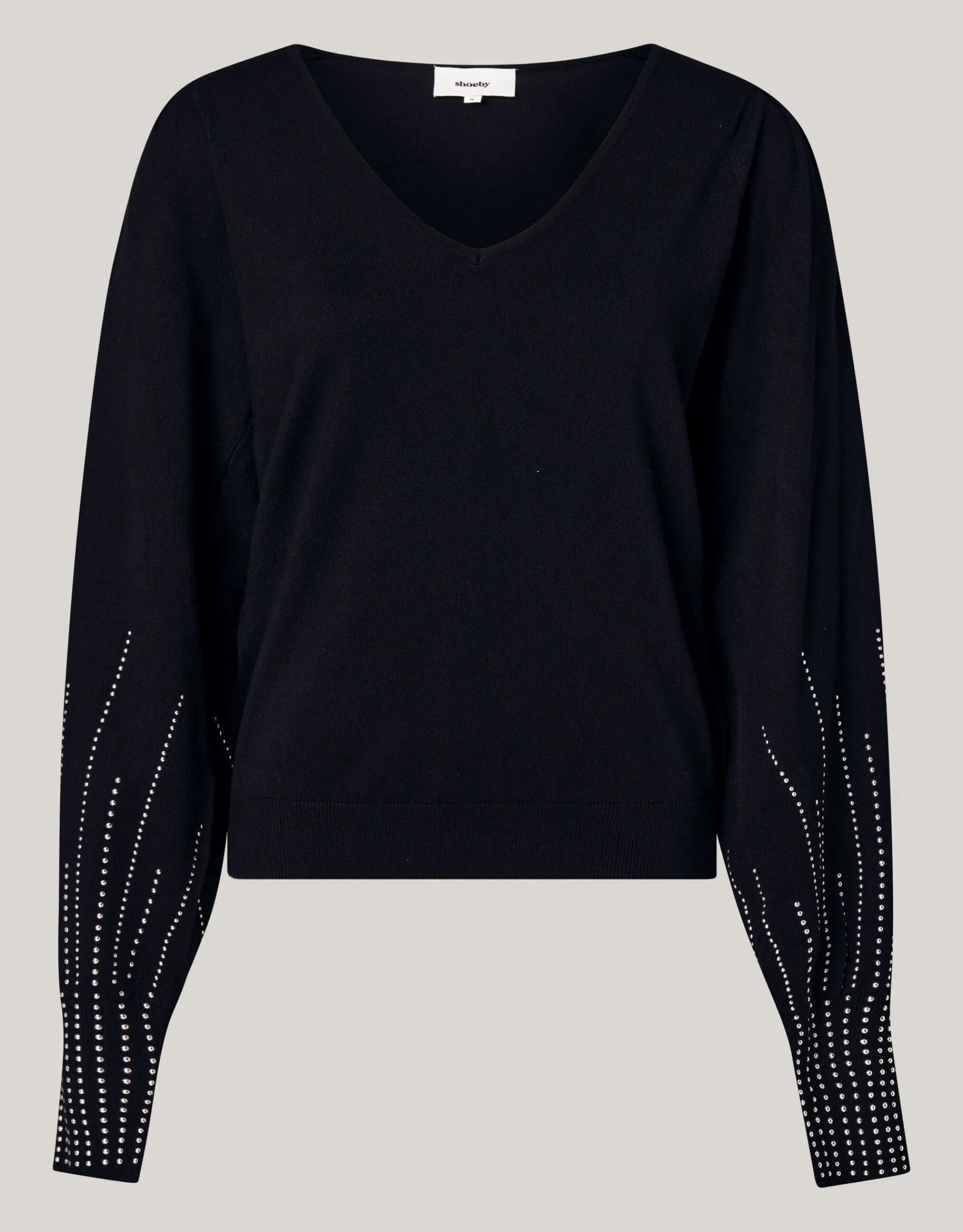 Shoeby Studded Gebreide V-hals Trui Zwart<DAMES Truien En Sweaters