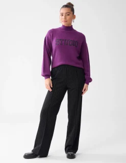 Shoeby Studio Strass Trui Donkerpaars<DAMES Truien En Sweaters