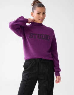 Shoeby Studio Strass Trui Donkerpaars<DAMES Truien En Sweaters
