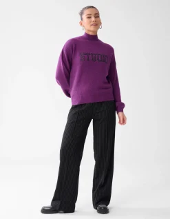 Shoeby Studio Strass Trui Donkerpaars<DAMES Truien En Sweaters