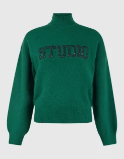 Shoeby Studio Strass Trui Donkergroen<DAMES Truien En Sweaters