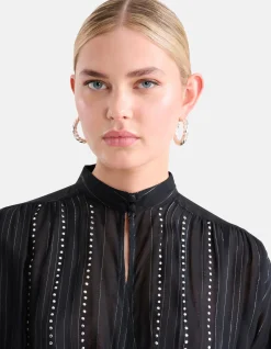 Shoeby Studs Lurex Jurk Zwart<DAMES Jurken