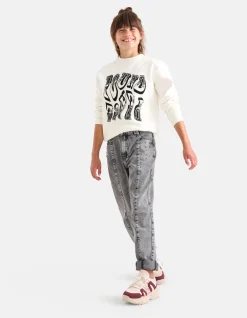 Shoeby Studs Straight Fit Jeans Donkergrijs< Jeans