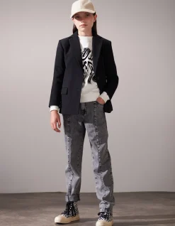 Shoeby Studs Straight Fit Jeans Donkergrijs< Jeans