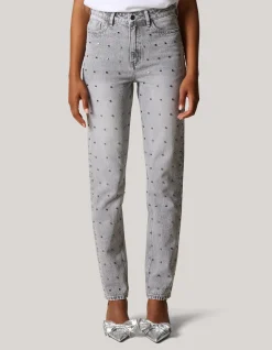 Shoeby Studs Tapered Fit Jeans Grijs<DAMES Jeans