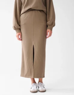Shoeby Sweat Maxi Rok Bruin<DAMES Rokken