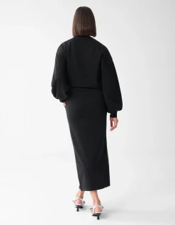 Shoeby Sweat Maxi Rok Zwart<DAMES Rokken