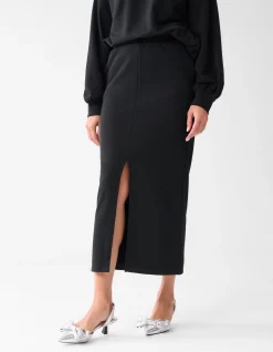 Shoeby Sweat Maxi Rok Zwart<DAMES Rokken