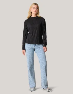 Shoeby Swirl Crinkle Top Zwart<DAMES Tops