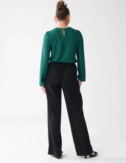 Shoeby Swirl Structuur Top Donkergroen<DAMES Tops