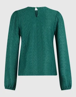 Shoeby Swirl Structuur Top Donkergroen<DAMES Tops