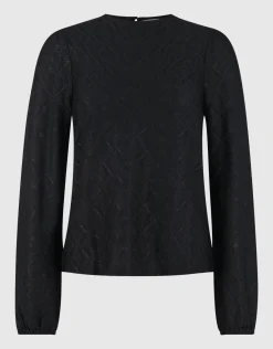 Shoeby Swirl Structuur Top Zwart<DAMES Tops