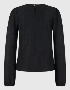 Shoeby Swirl Structuur Top Zwart<DAMES Tops