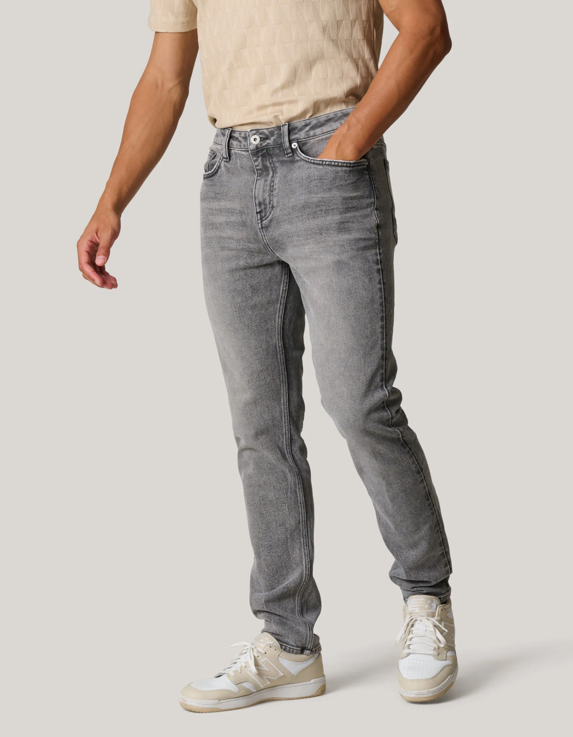 Shoeby Tapered Fit Jeans Grijs L32<Heren Jeans