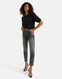 Shoeby Tapered Fit Jeans Zwart L29<DAMES Jeans