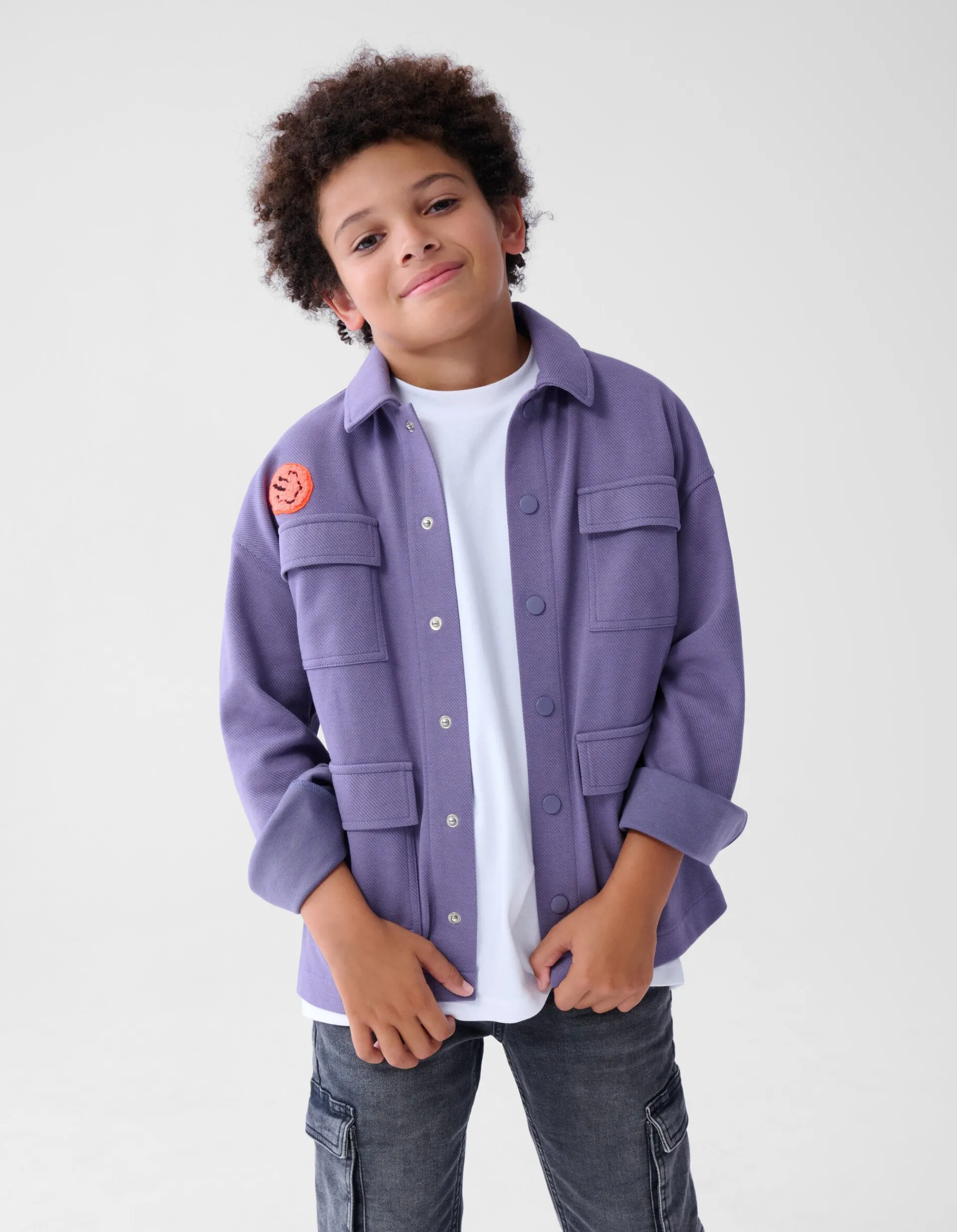 Shoeby Towelling Patch Overshirt Paars< Jacks