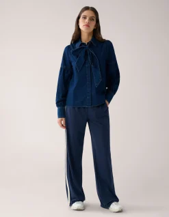 Shoeby Travel Tape Wide Leg Broek Donkerblauw By Mieke<DAMES Broeken