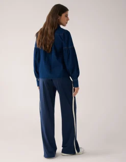 Shoeby Travel Tape Wide Leg Broek Donkerblauw By Mieke<DAMES Broeken