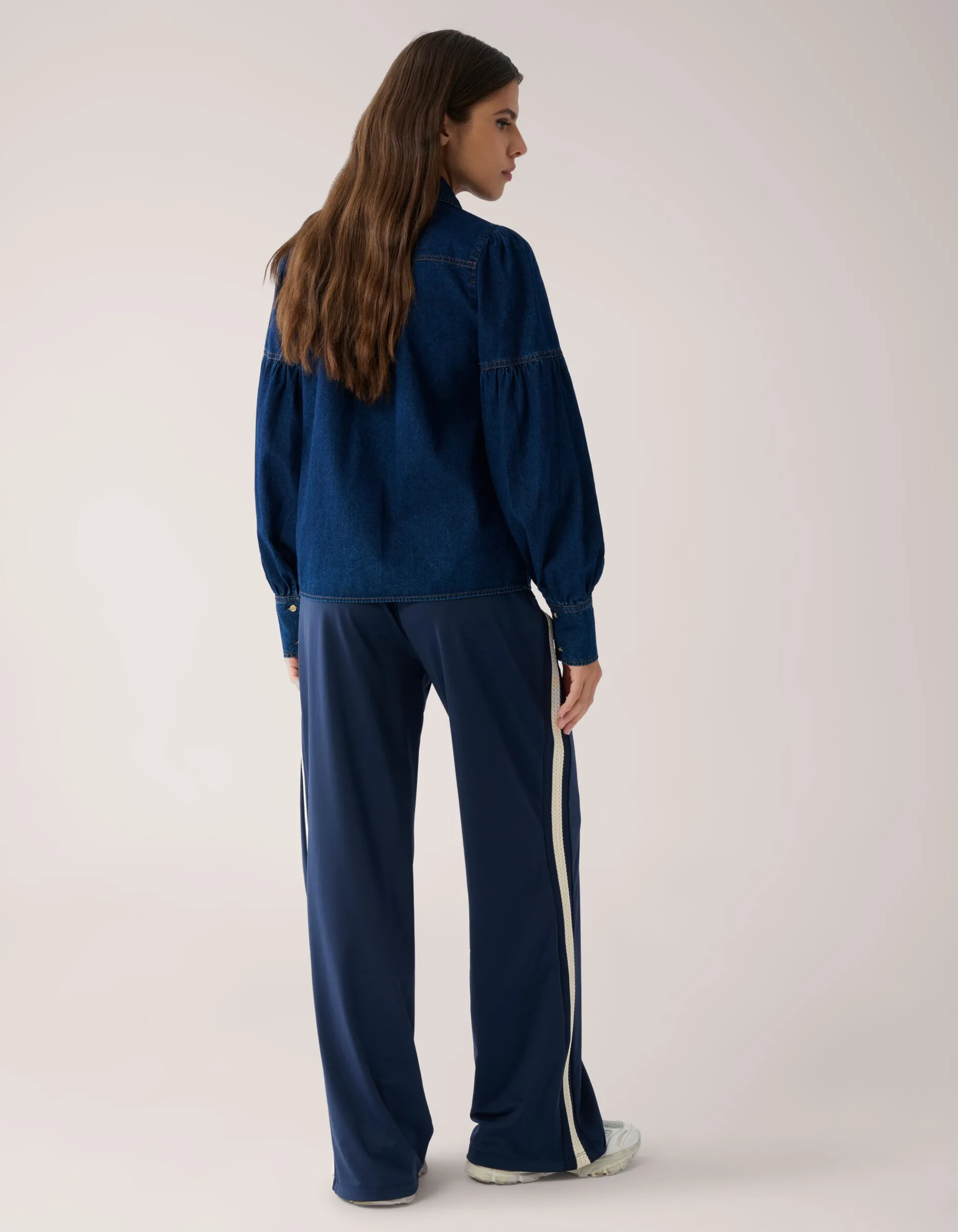 Shoeby Travel Tape Wide Leg Broek Donkerblauw By Mieke<DAMES Broeken