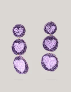 Shoeby Triple Heart Oorbellen Paars<DAMES Sieraden