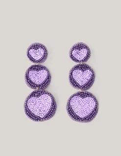 Shoeby Triple Heart Oorbellen Paars<DAMES Sieraden