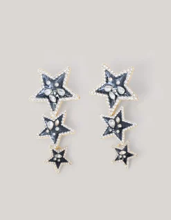 Shoeby Triple Star Oorbellen Zwart<DAMES Sieraden