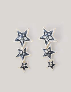 Shoeby Triple Star Oorbellen Zwart<DAMES Sieraden