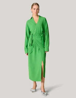 Shoeby Twist Midi Jurk Groen<DAMES Jurken