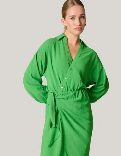 Shoeby Twist Midi Jurk Groen<DAMES Jurken