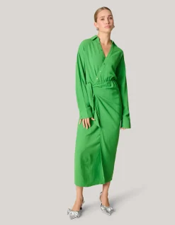 Shoeby Twist Midi Jurk Groen<DAMES Jurken