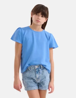 Shoeby Twist Top Blauw< Tops Korte Mouw