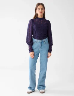 Shoeby Two Tone Kanten Top Donkerpaars<DAMES Tops