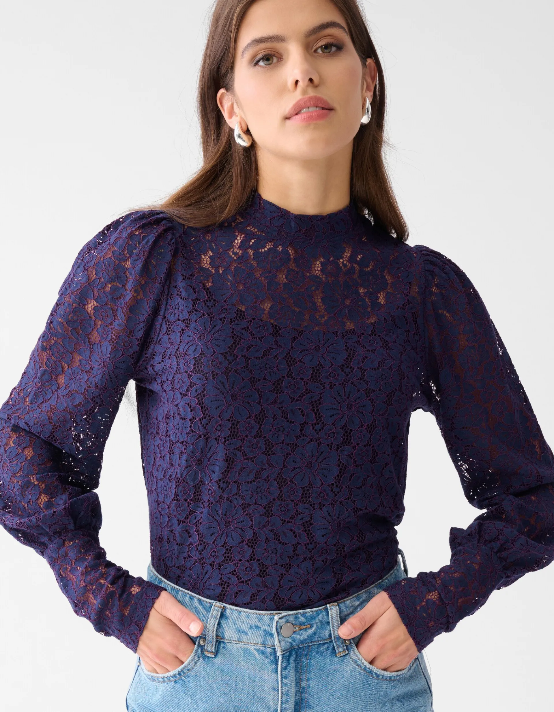 Shoeby Two Tone Kanten Top Donkerpaars<DAMES Tops