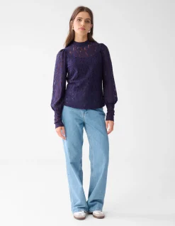 Shoeby Two Tone Kanten Top Donkerpaars<DAMES Tops