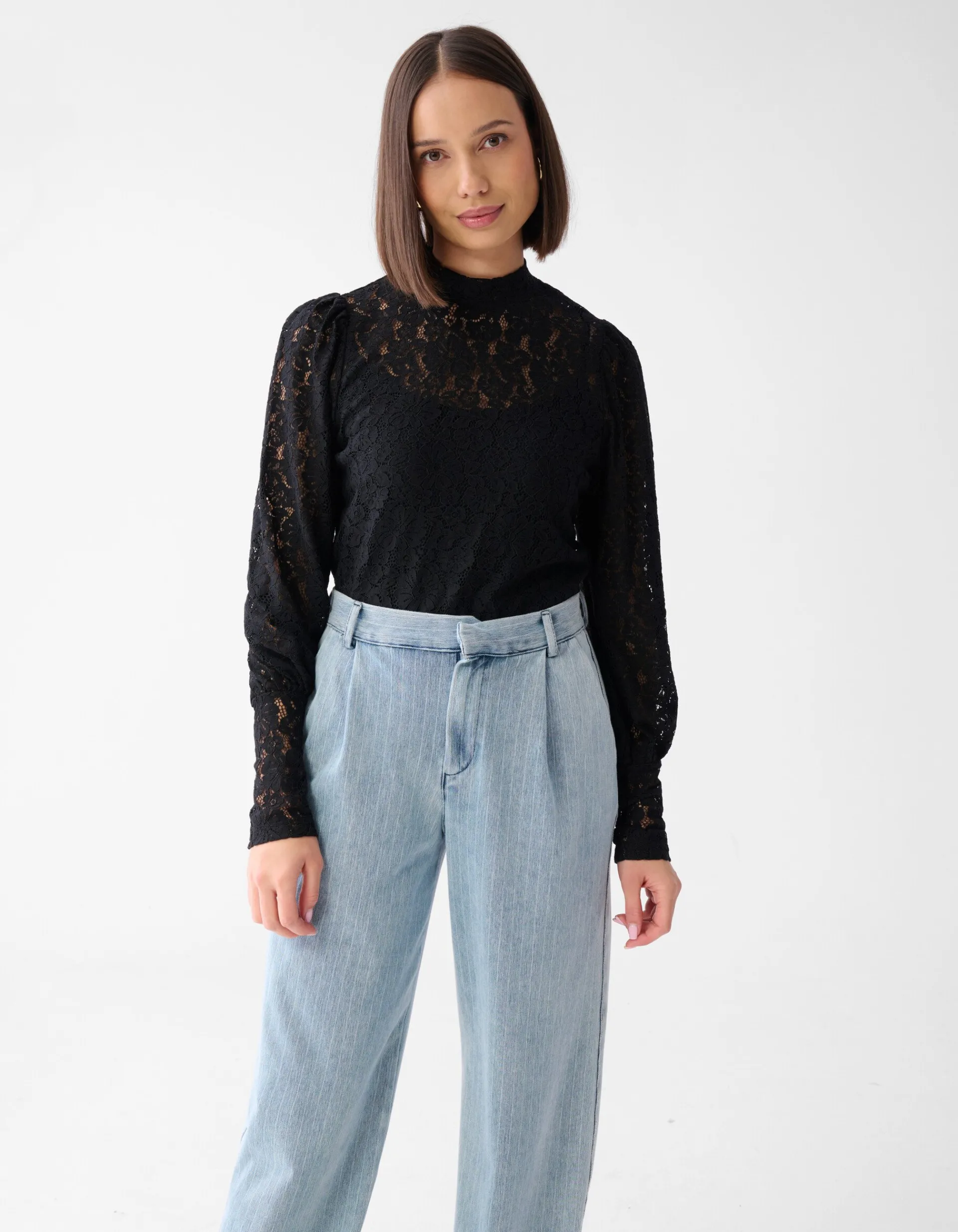 Shoeby Two Tone Kanten Top Zwart<DAMES Tops