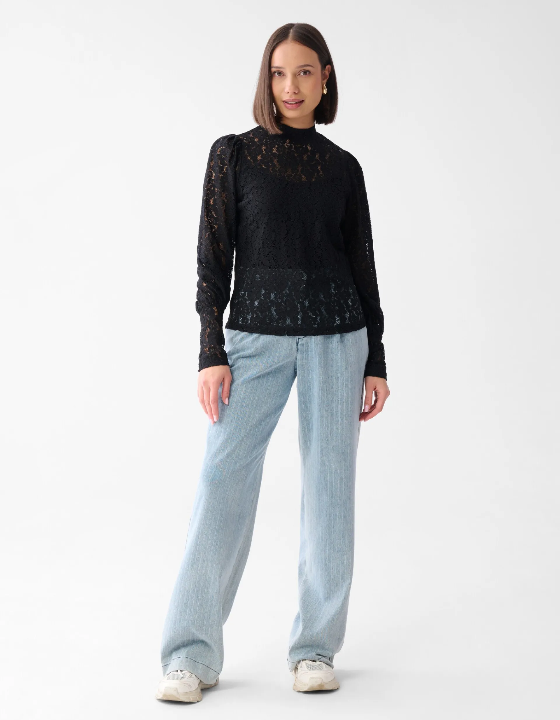 Shoeby Two Tone Kanten Top Zwart<DAMES Tops