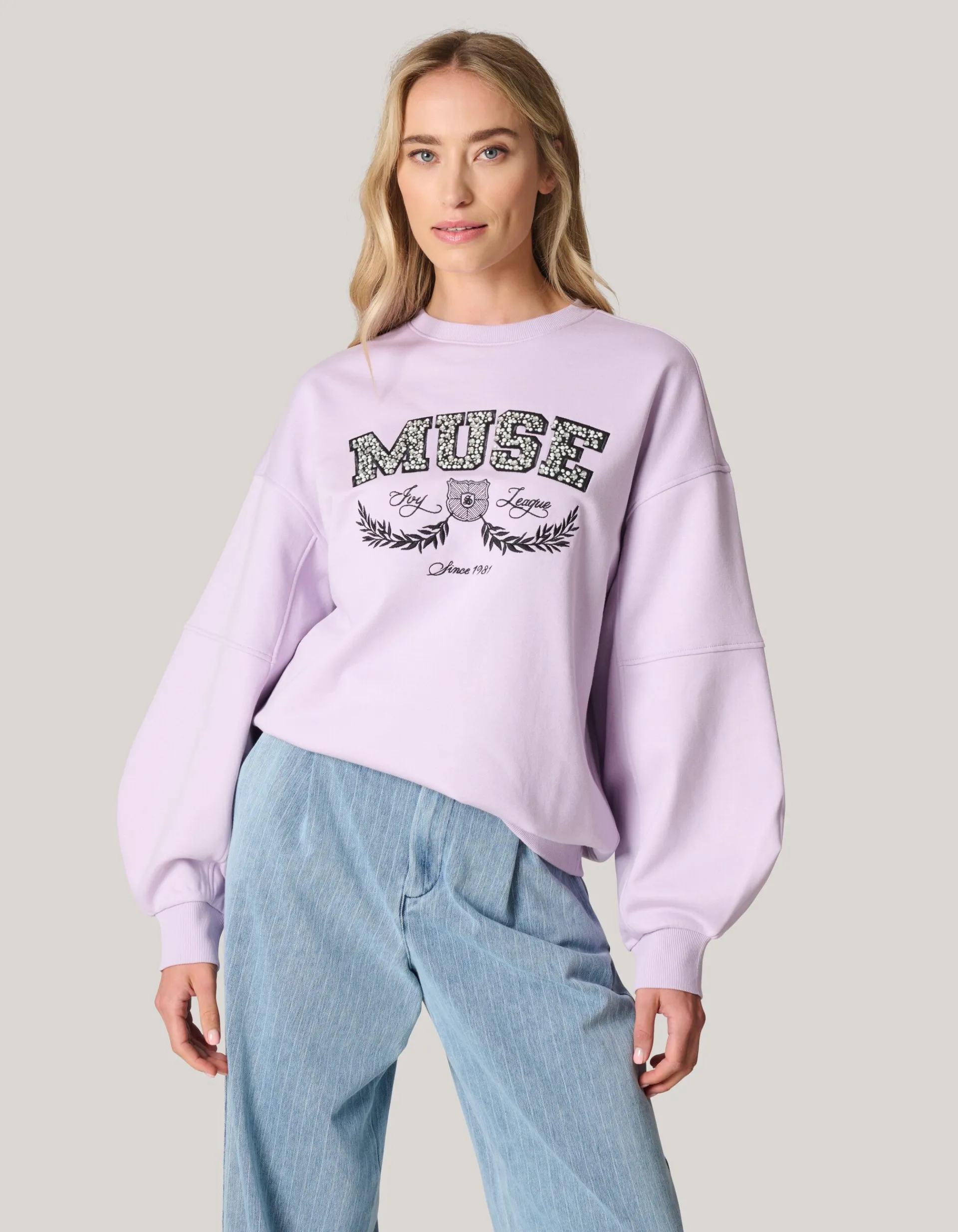 Shoeby Varsity Sweater Paars<DAMES Truien En Sweaters