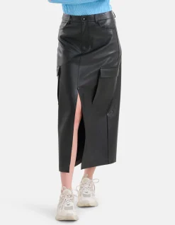 Shoeby Vegan Leren Cargo Rok Zwart<DAMES Rokken