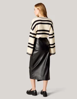 Shoeby Vegan Leren Midi Rok Zwart<DAMES Rokken