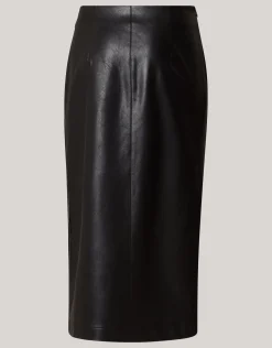 Shoeby Vegan Leren Midi Rok Zwart<DAMES Rokken