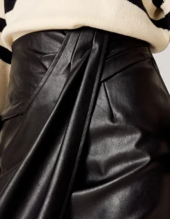 Shoeby Vegan Leren Midi Rok Zwart<DAMES Rokken