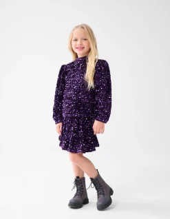 Shoeby Velvet Pailletten Mini Rok Paars< Rokken