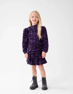 Shoeby Velvet Pailletten Mini Rok Paars< Rokken