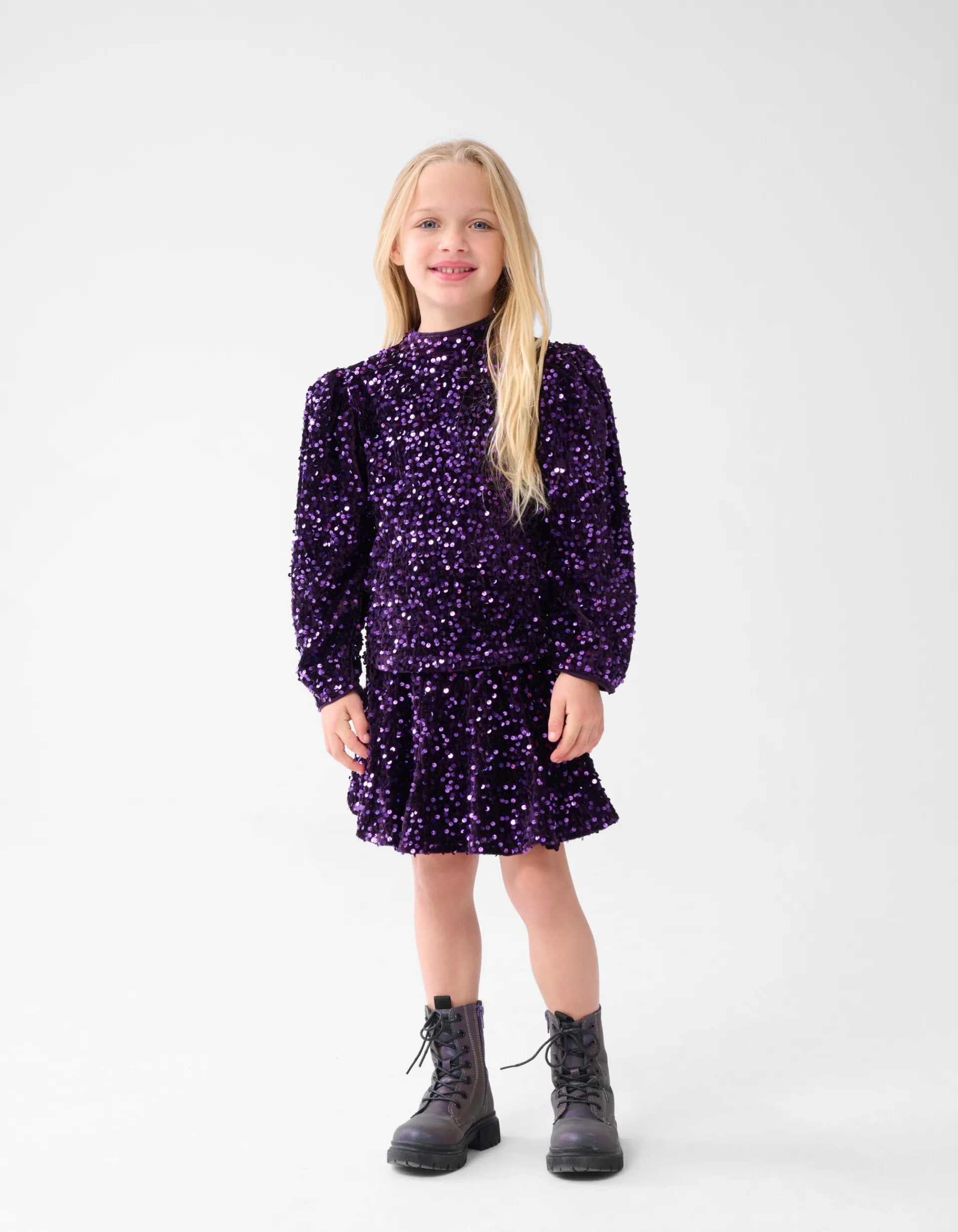 Shoeby Velvet Pailletten Mini Rok Paars< Rokken