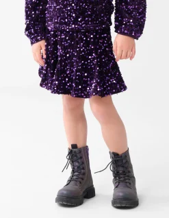 Shoeby Velvet Pailletten Mini Rok Paars< Rokken