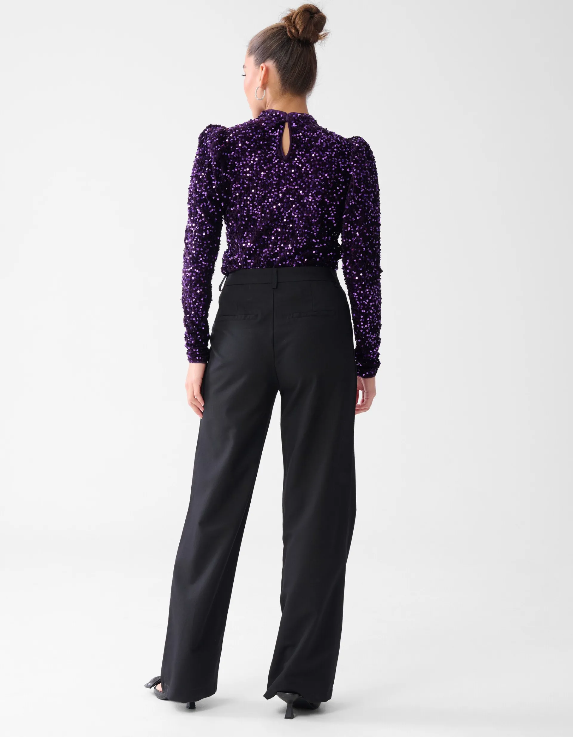 Shoeby Velvet Pailletten Top Donkerpaars<DAMES Tops
